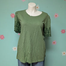 Load image into Gallery viewer, Sz4X Lane Bryant Green Flutter Sleeve Tee