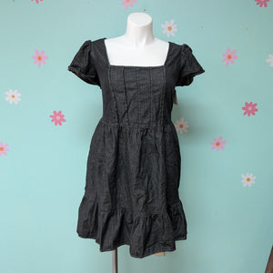 Sz2X Terra & Sky Black Chambray Babydoll Dress