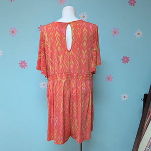 Sz4X Torrid Coral Ikat Flutter Sleeve Romper