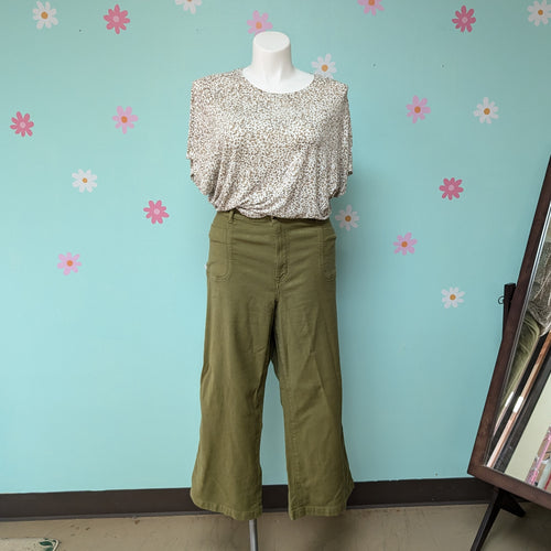 Sz22 Maurices Olive Green Wide Leg Twill Pants