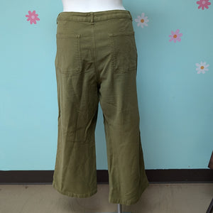 Sz22 Maurices Olive Green Wide Leg Twill Pants