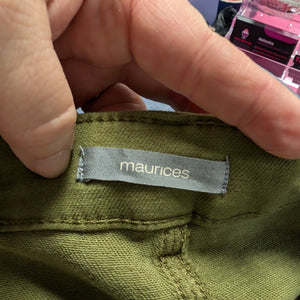 Sz22 Maurices Olive Green Wide Leg Twill Pants