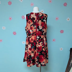 Sz3X Forever 21 Red Floral Fit and Flare Dress