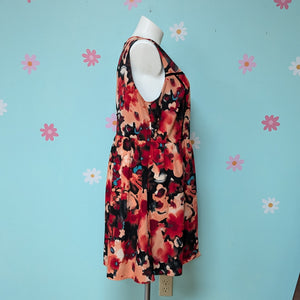 Sz3X Forever 21 Red Floral Fit and Flare Dress