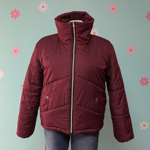 SzXL Me Jane Burgundy Puffer Coat