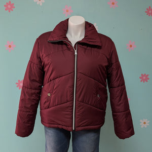 SzXL Me Jane Burgundy Puffer Coat