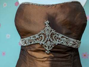 Sz26 Posh Precious Gingerbread Brown Prom Ball Gown