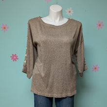 Load image into Gallery viewer, Sz3X Peyton Primrose Tan Waffle Weave Button Sleeve Top