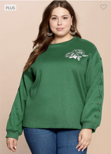 Load image into Gallery viewer, Green Rose Pull Over