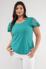 Load image into Gallery viewer, Emerald Green Lace Sleeve Top