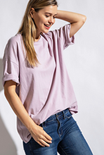 Load image into Gallery viewer, Rolled Sleeve Tee in Dusty Lavender