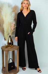 Long Sleeve V-Neck Jumpsuit