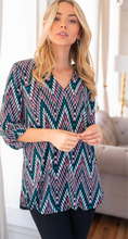 Load image into Gallery viewer, Teal Zigzag print Knit Top