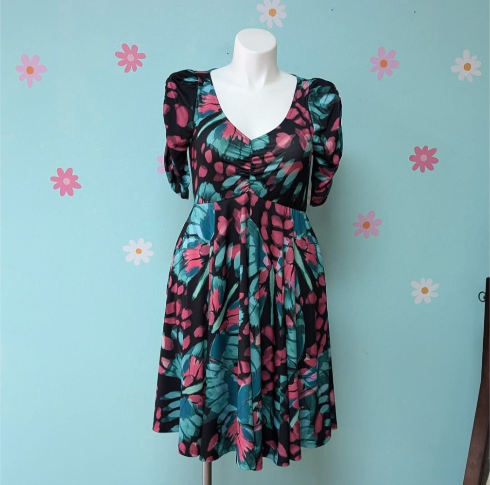 Sz5X Torrid Butterfly Puff Sleeve Skater Dress NWT