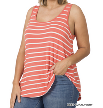 Load image into Gallery viewer, Stripe Tank- Deep Coral