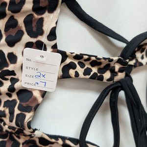 Sz2X Cheetah Print Criss Cross One Piece