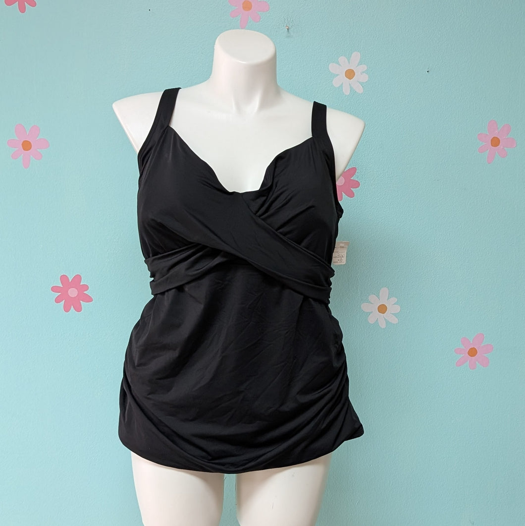 Sz24W Land's End Black Tankini Top