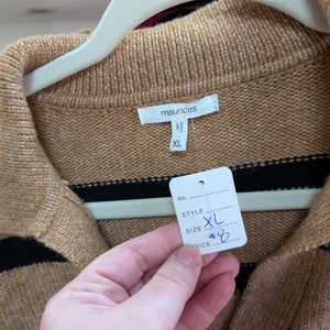 SzXL Maurice's Tan/Black Cozy Stripe Sweater