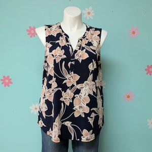 Sz2X Papermoon Navy Floral Sleeveless Blouse