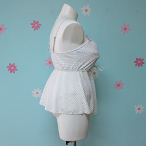 Sz2X White Babydoll Tankini 2 piece Swimsuit