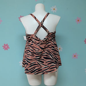 Sz2X Evri Pink Zebra Stripe Tankini Top