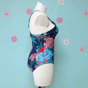 SzXXL Apt. 9 Navy Tropical One Piece Swimsuit NWT