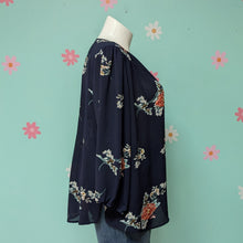 Load image into Gallery viewer, Sz2X Fun to Fun Navy Floral Long Sleeve Blouse