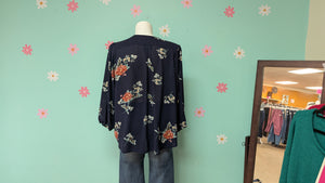 Sz2X Fun to Fun Navy Floral Long Sleeve Blouse