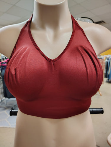 sz44 Ruby Ribbon Red Lace Trim Demiette Wireless Bra