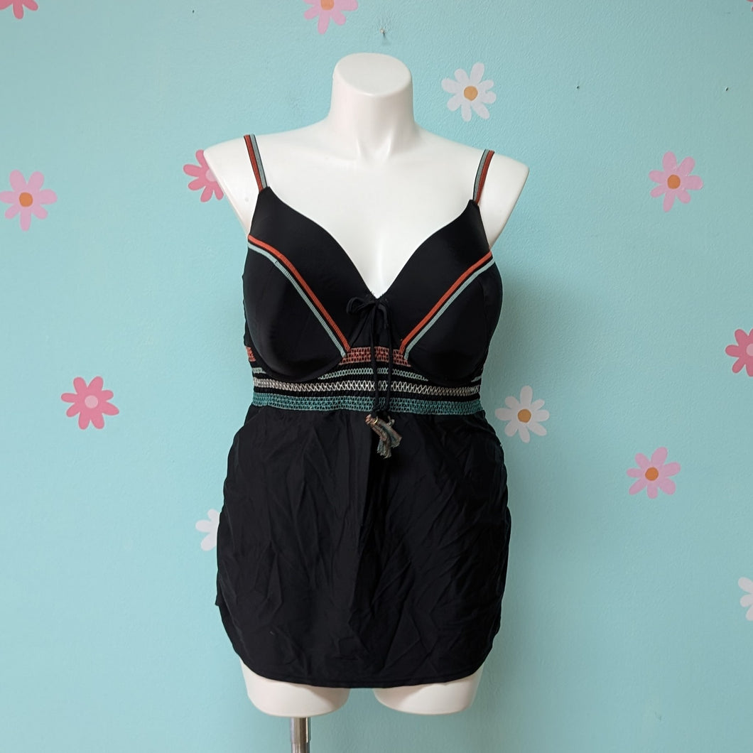 Sz42DDD Cacique Black Molded Cup Tankini Top