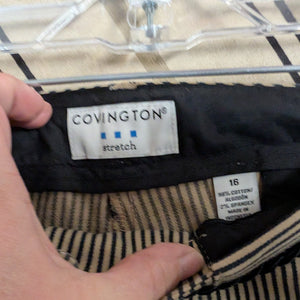 Sz16 Covington Tan Engineer Stripe Bermuda Shorts NWT
