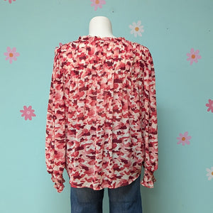 Sz2X Perch Pink Watercolor Long Sleeve Blouse