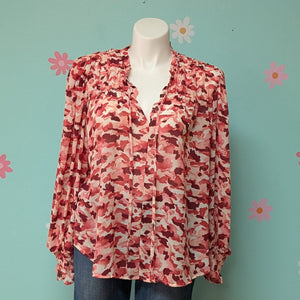 Sz2X Perch Pink Watercolor Long Sleeve Blouse