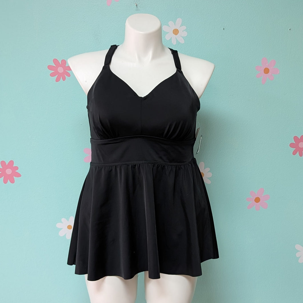 Sz2X D/DD Torrid Black Cross Cross Tankini Top NWT