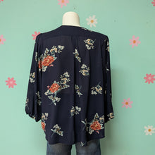 Load image into Gallery viewer, Sz2X Fun to Fun Navy Floral Long Sleeve Blouse