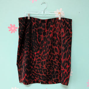 Sz18 Lane Bryant Red Animal Print Pencil Skirt