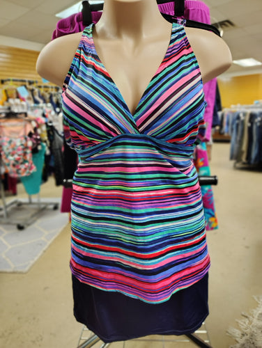 St John's Bay striped tankini swim top size 24W