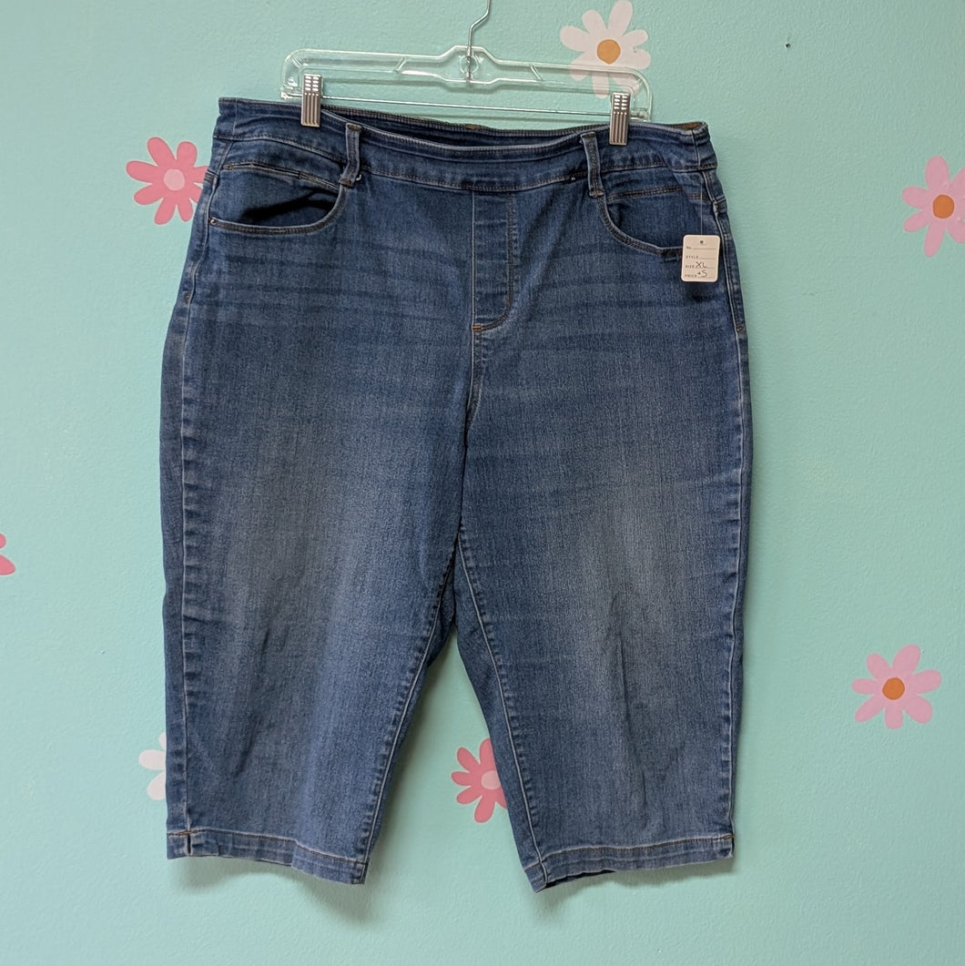 SzXL Time & Tru Medium Denim Pull on Capri