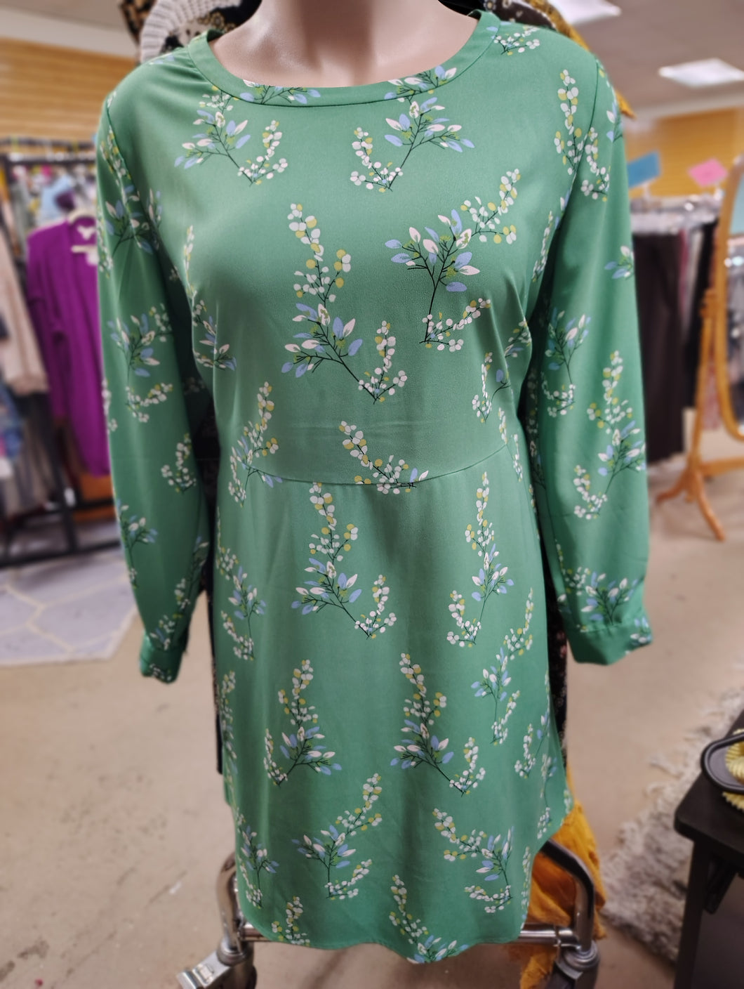 Loft Plus green floral empire waist dress size 22