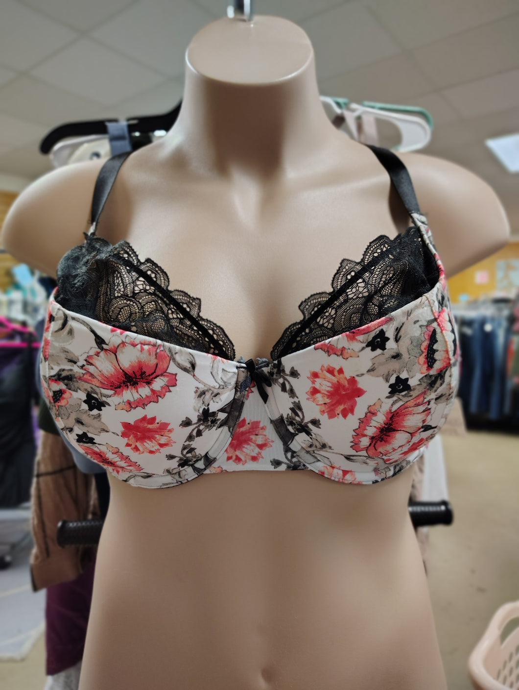 Cacique lightly lined French balconette floral bra 44DD