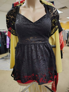 Sz2X Torrid Black Lace Babydoll Top