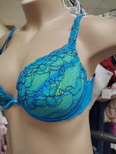 Load image into Gallery viewer, Sz42C Cacique blue lace plunge bra