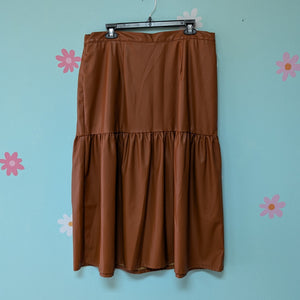 SzXL Who What Wear Carmel Brown Faux Leather Midi Skirt