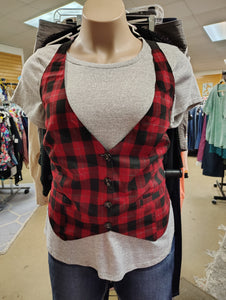 Torrid cropped red plaid vest size 2x