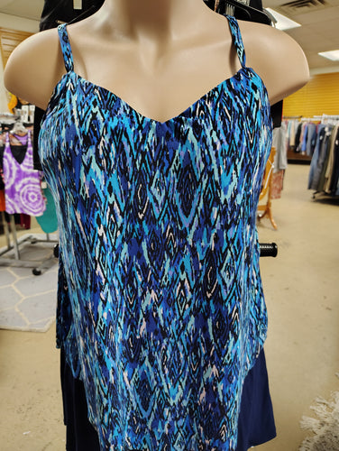 Trimshaper swimsuit tankini top size 18 printed