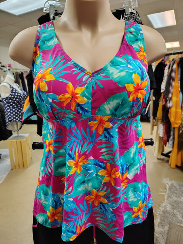 Swimsuits for All floral floaty tankini swim top size 22