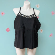Load image into Gallery viewer, Sz3X Time and True Black Lattice Back Tankini Top