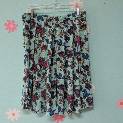 SzXl Lularoe Madison Aqua Floral Swing Skirt