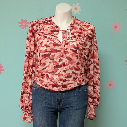 Sz2X Perch Pink Watercolor Long Sleeve Blouse