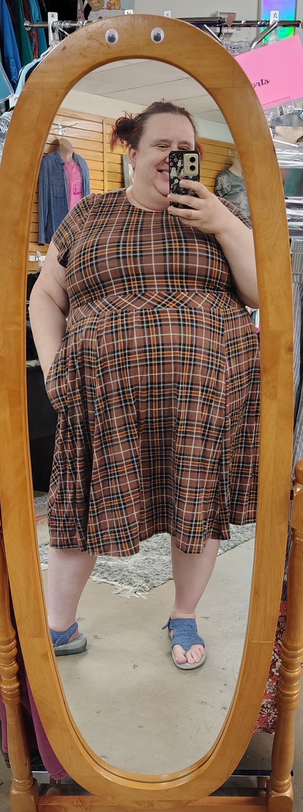 sz4X Torrid plaid brown midi dress